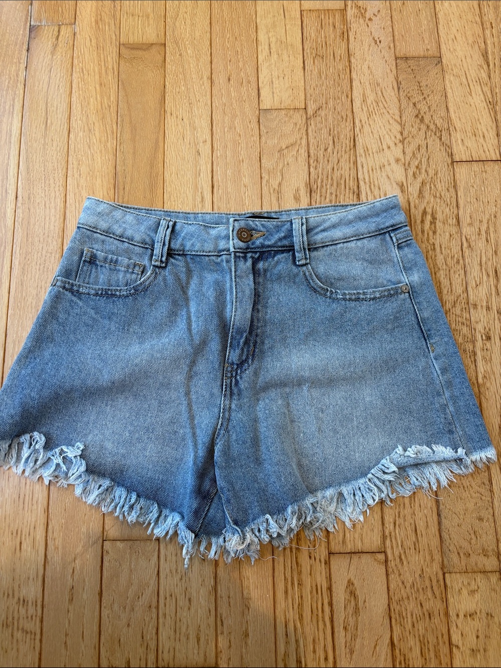Sincerely Jules Light Blue Denim Frayed Hem Shorts